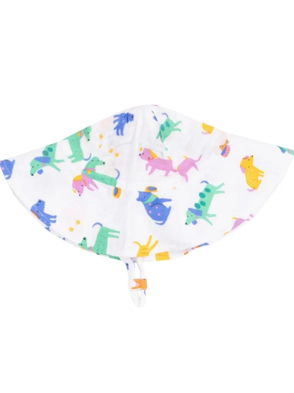 Angel Dear White Sun Hat with Colorful Dog Print NWT